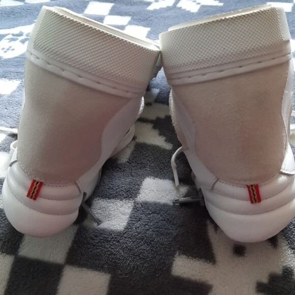 Marcel de Bruxelles White Leather Suede Side Zipper High Top Men's Sneakers 40/7 - Picture 7 of 16